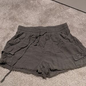 Thread & Supply Green Cargo Shorts with Elastic Waistband